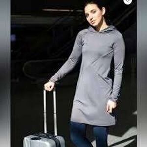 Betabrand Red Eye Travel Dress Eye Mask Hoodie Grey Size XXL